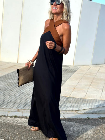 Sienna | Elegantes Kleid mit Offenem Rücken und Modischem Kreuzkragen