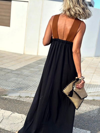 Sienna | Elegantes Kleid mit Offenem Rücken und Modischem Kreuzkragen