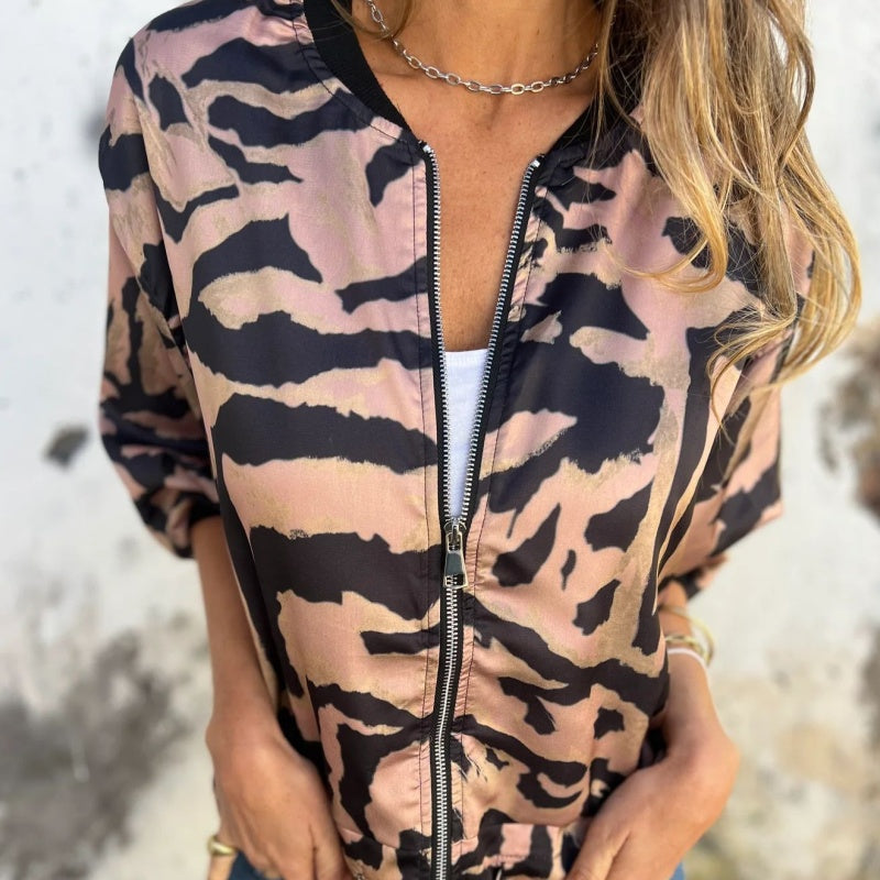 Madelon™ | Frühlingsjacke mit Reißverschluss und Zebramuster